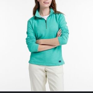 L.L. Bean Teal Peaks Island Quarter Zip Pullover Size Medium
